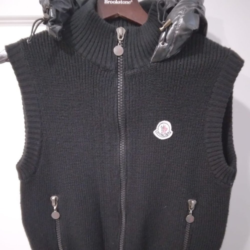 Moncler mixed media puffer vest